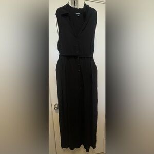 Torrid black sleeveless button front collared side slits dress